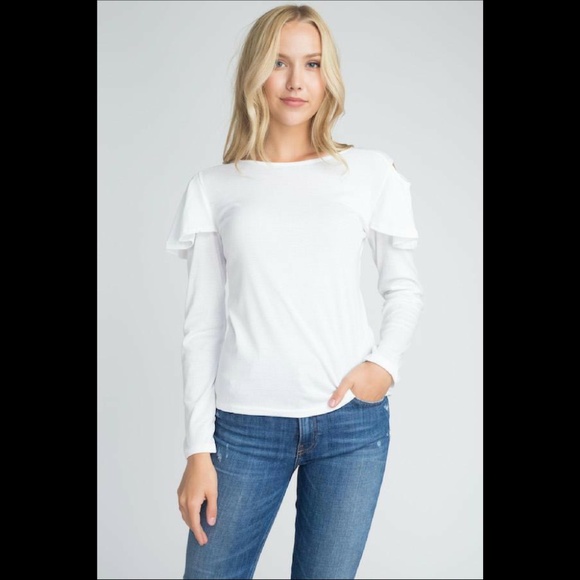 Tops - 🔥 Women's Cold Shoulder Ruffle Long Sleeve Top